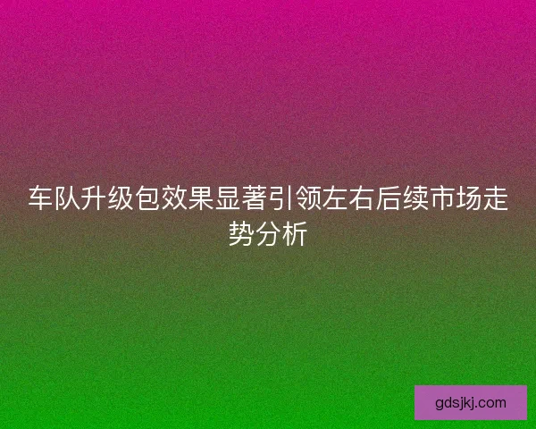 车队升级包效果显著引领左右后续市场走势分析