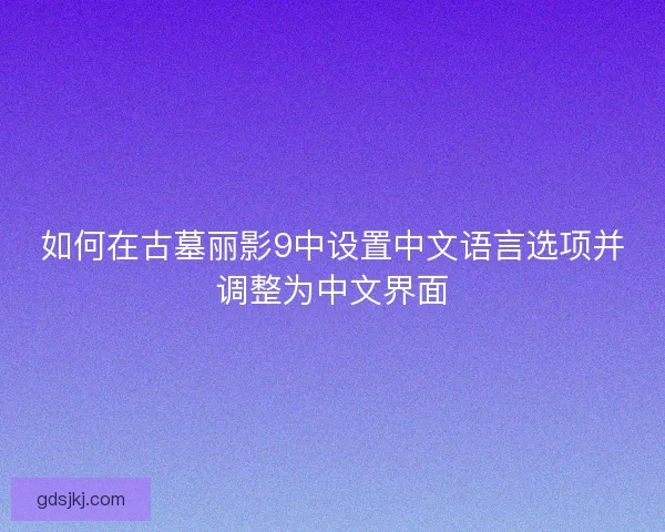 如何在古墓丽影9中设置中文语言选项并调整为中文界面
